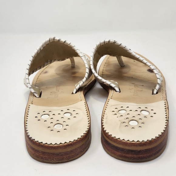 Jack Rogers Womens Hampton Thong Slip On Sandals Size 7 M Tan Cream Leather - Picture 7 of 9